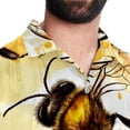 thumbnail image 5 of Starry Bees in the Sky Men's Short Sleeve Poplin Shirt, Casual Printed Button Down Summer Beach Shirt - Unisex, 5 of 6