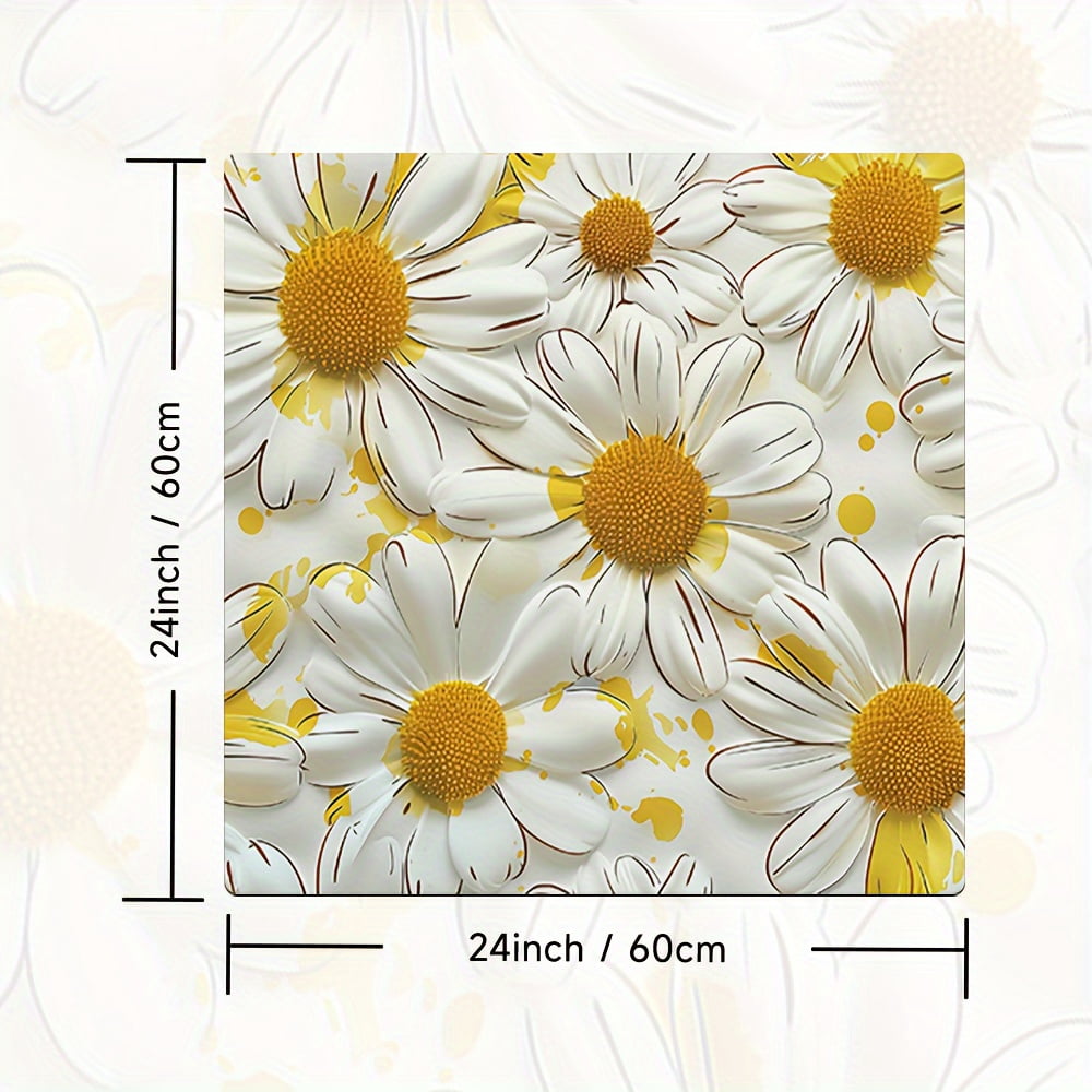 1pc, Dish Drying Pad, White Chrysanthemum Pattern Washing Machine Cover Mat, Countertop Absorbent Pad, Washstand Drain Mat, Soft Faucet Absorbent Mat, Kitchen Accessories, Bathroom Accessories
