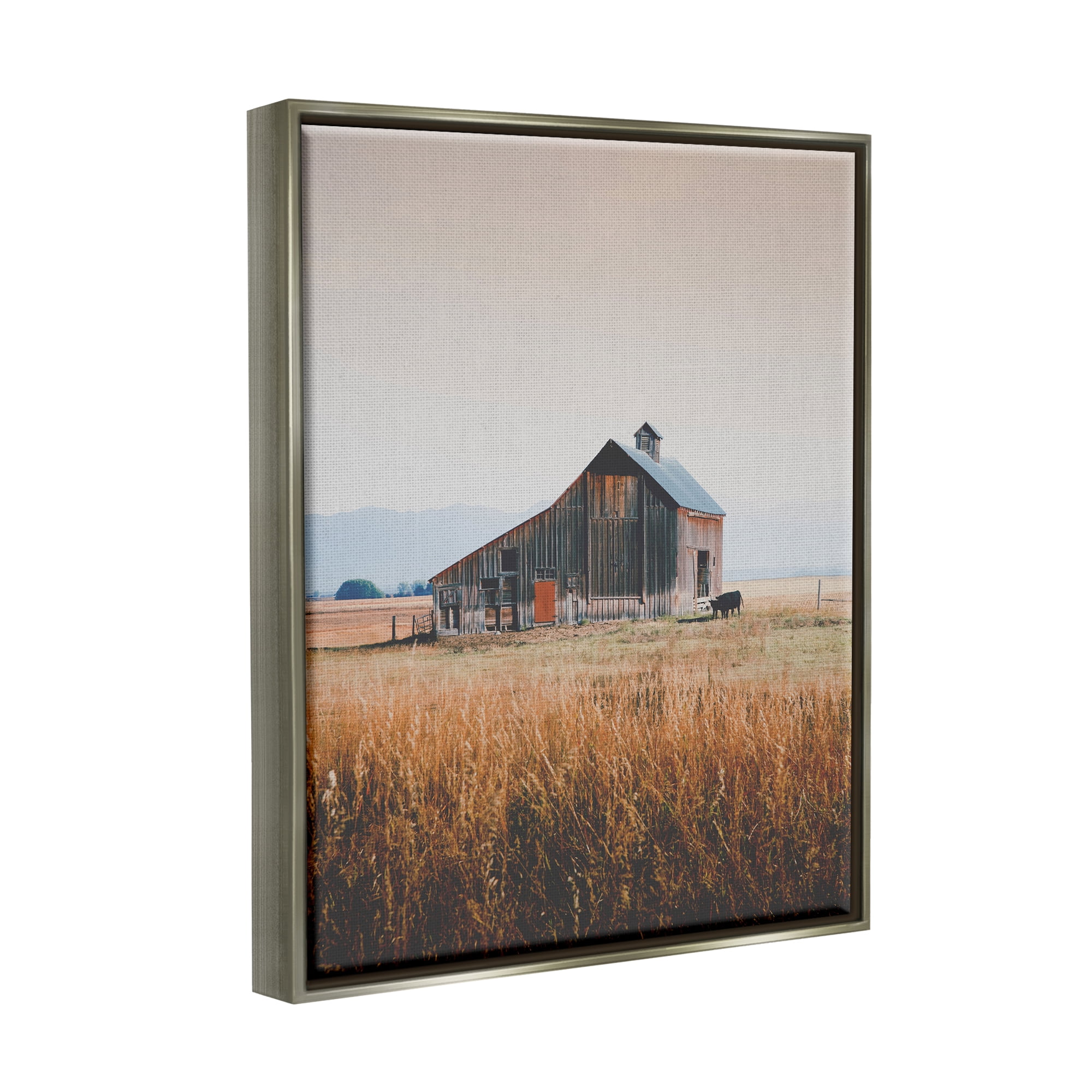 Stupell Industries Rural Barn Landscape Nature Photography Gray Floater Framed Art Print Wall Art, 25 x 31