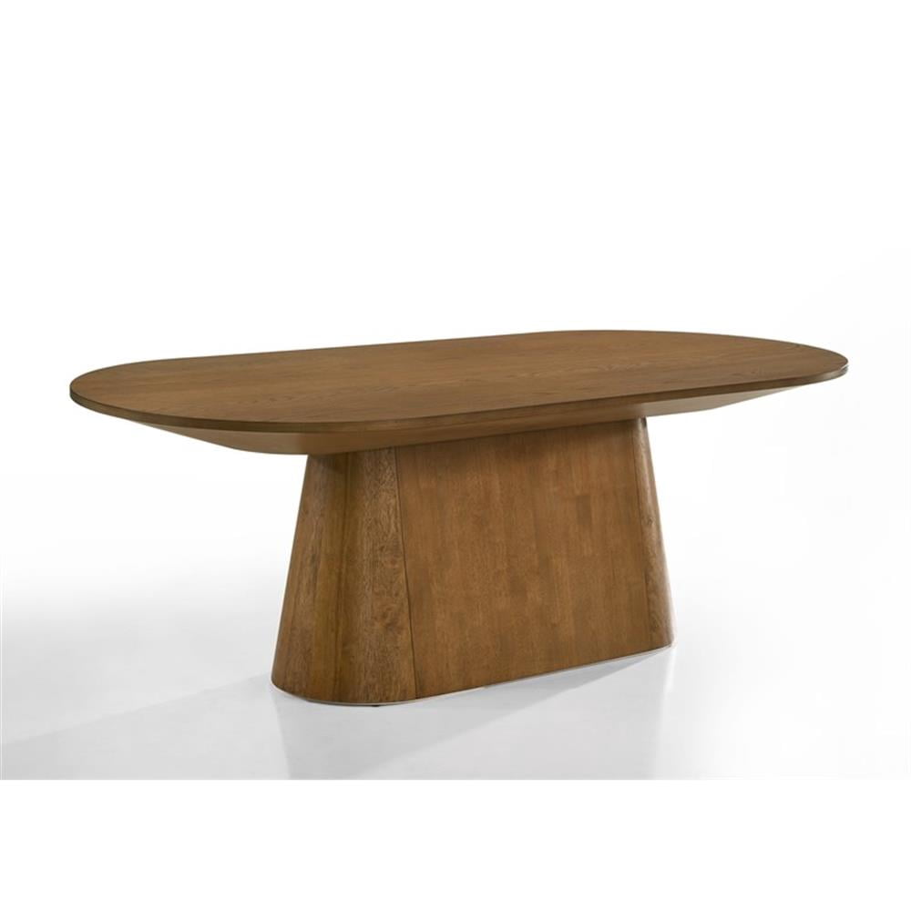 Andrew 88" Brown Walnut Wood Finish Oval Dining Table with Pedestal Base