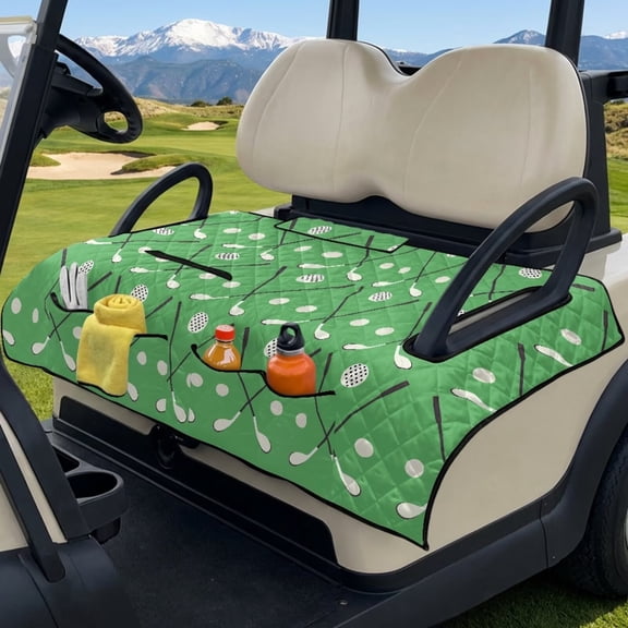 FUIALDOLG Green Golf Print Golf Cart Seat Covers 51x30Inch Golf Cart Seat Towel Blanket for Club Car,Anti Slip Comfort Protector Cushion for 2 Person Seats,Easy to Install