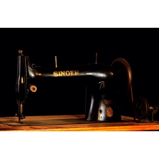 Antique Singer Sewing Machine On Wooden Cabinet Rolled Canvas Art Vintage Images Com Antique Singer Sewing Machine On Wooden, Old Singer Sewing Machine In Wooden Cabinet