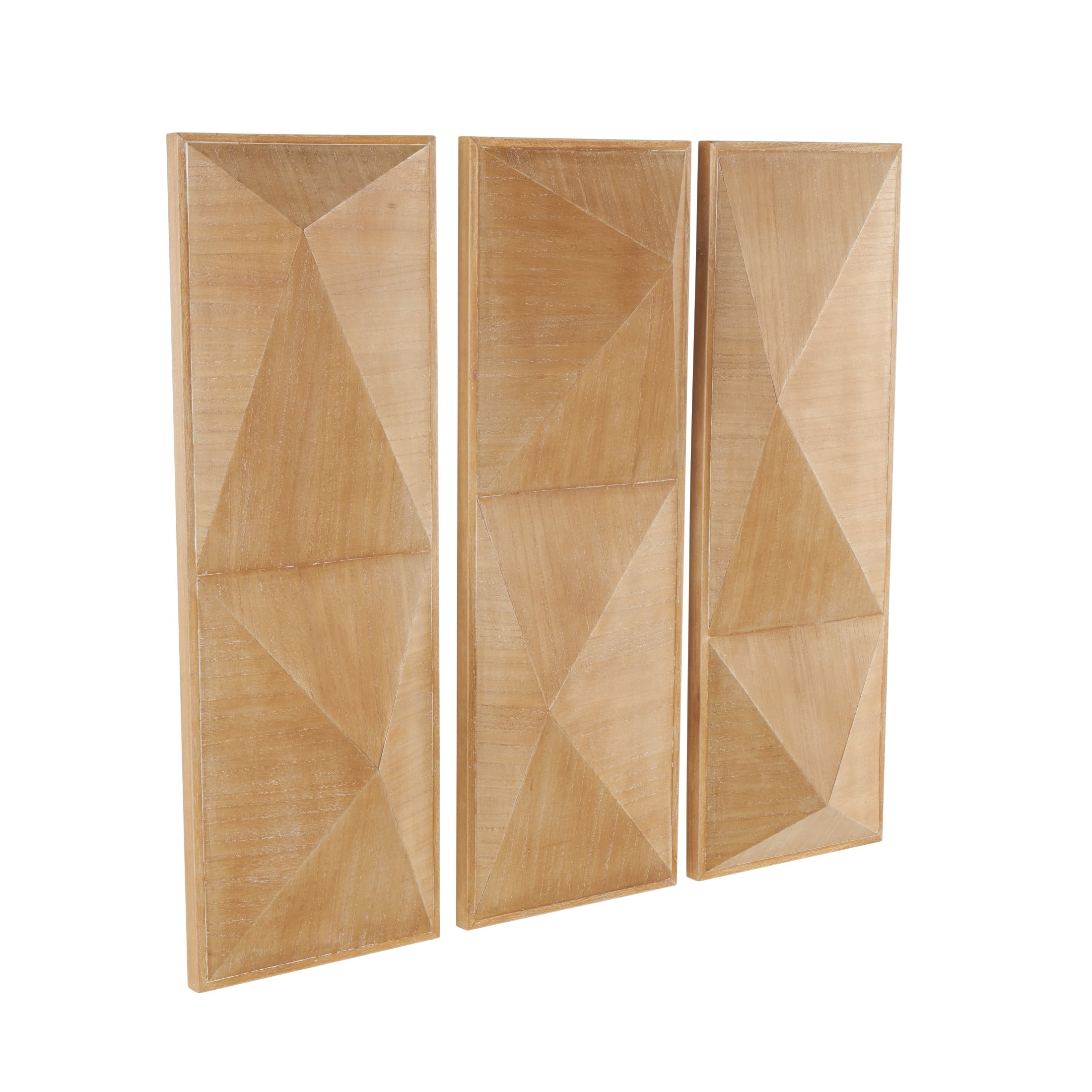 DecMode Brown Wood 3D Geometric Wall Decor (3 Count)