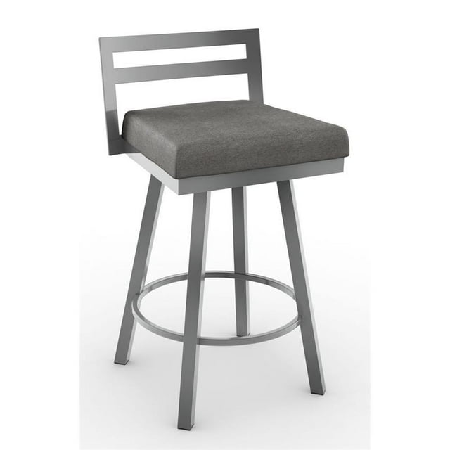 Amisco Derek 30.75" Polyester Swivel Bar Stool in Heather Light Gray/Glossy Gray