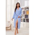 thumbnail image 2 of HEARTNICE Womens Robes, Soft Full Length Knit Kimono Bathrobe Lightweight Sleepwear,(Light Blue,2XL), 2 of 5
