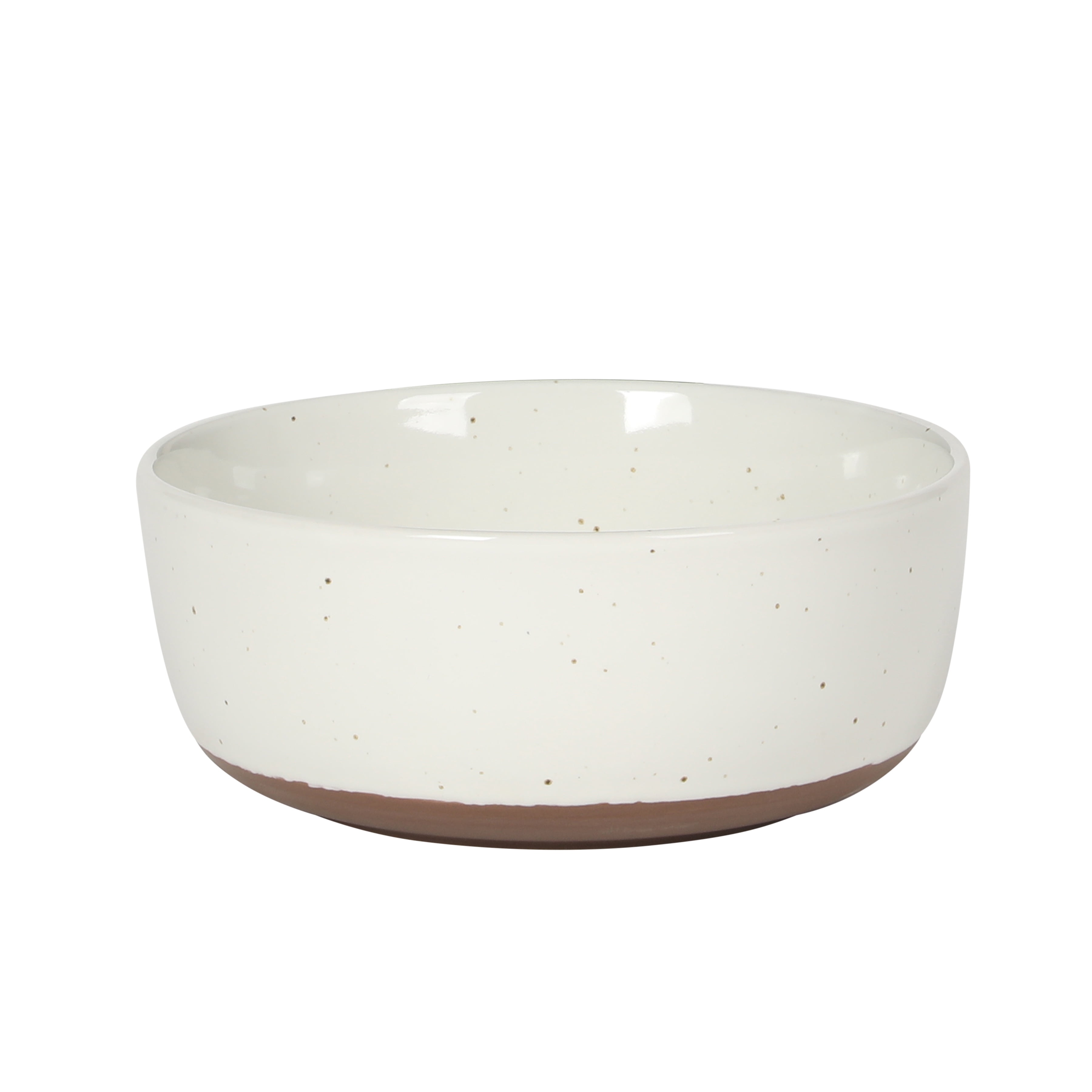 Gibson Elite Northrock Stoneware Dinnerware Set, 16-Piece Service for 4 Plates and Bowls Set – White Dishes with Hand-Painted Terracotta Base