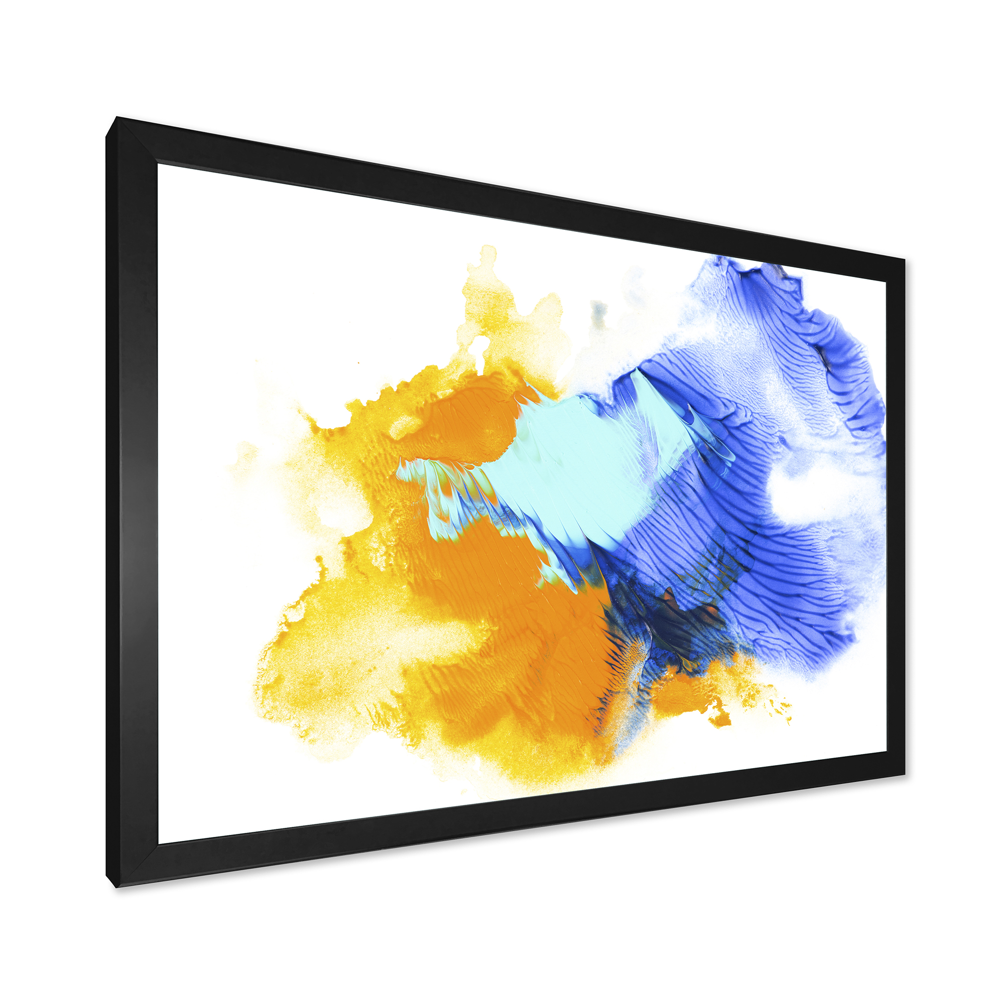 Designart 'Abstract Orange and Blue Clouds' Modern Framed Art Print