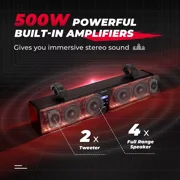 Kemimoto B0117-01801BK 26 RGB ATV UTV Sound Bar Bluetooth Vehicle Speakers
