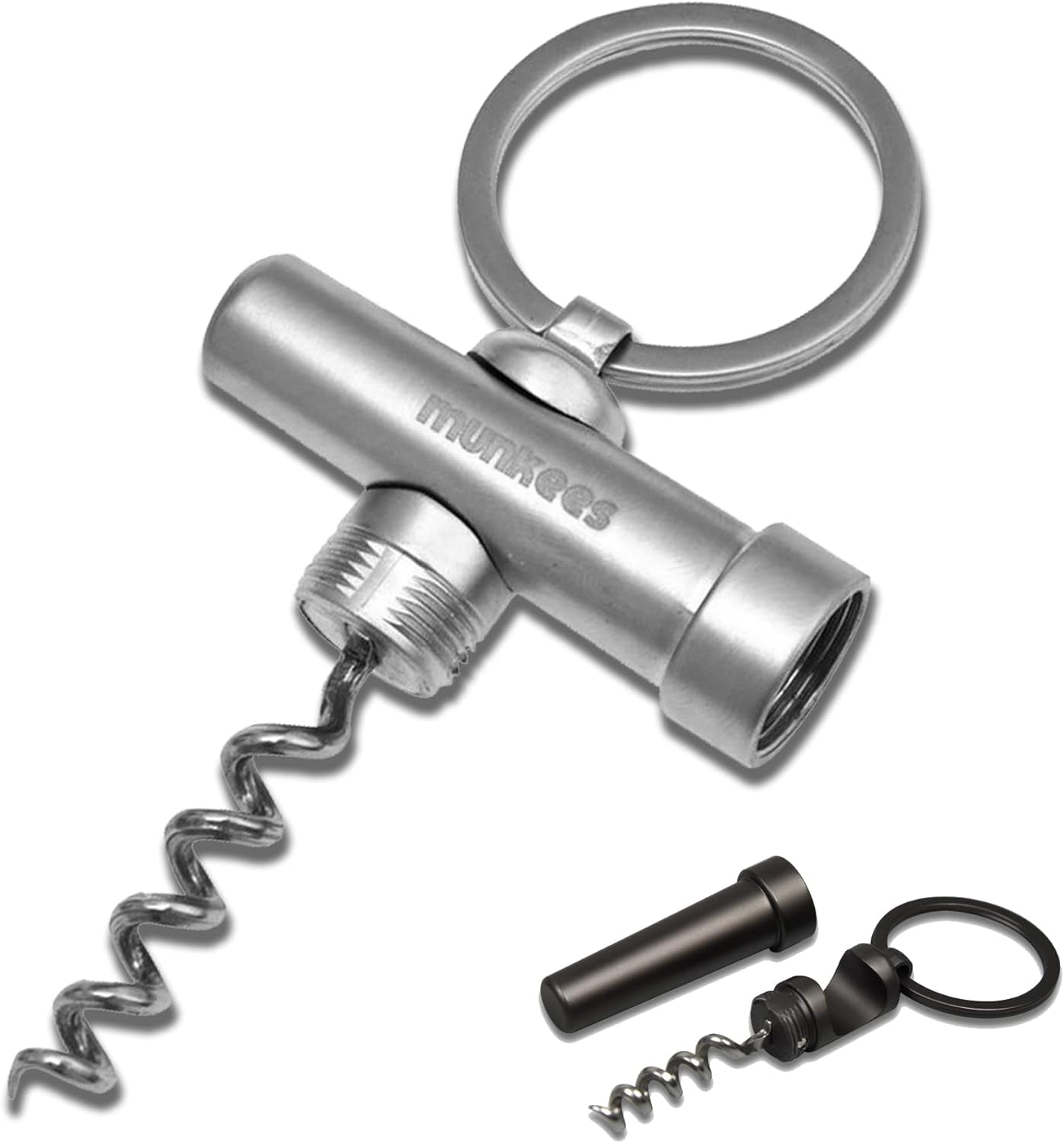 MKEUDQ-Munkees Mini Keychain Corkscrew Tool, Small Key Ring Wine Opener, Emergency Travel Cork Wine Opener, Portable Backpack Camping Kit, Wine Enthusiasts, Waiters, Bartenders, Bottle Opener Gift Se
