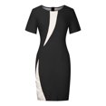 thumbnail image 4 of Up To 40% Off Fashion HTNBO Womens Formal Bodycon Midi Dress Short Sleeve Crew Neck Color Block Dress Dresses 2022 Summer Styles from $13, 4 of 8