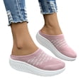 thumbnail image 3 of Domzle Slip-On Mules Sneakers for Women Backless Knit Comfortable Lightweight with Arch Support Walking Shoes for Travel House Office Pink 43, 3 of 5