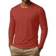 thumbnail image 4 of Dresfit Men's Thermal Shirts Crew Neck Big and Tall Shirt Fall Stretch Solid Color Long Sleeve Muscle Tops 2025 Slim Fit Oversized Cotton Pullover Tops Ginger S, 4 of 7