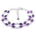 thumbnail image 2 of QNAVIC Natural Amethyst Cabochon Bezel Charm Bracelet For Women, Healing Chakra Crystal, Birthstone, Rhodium Plated 925 Sterling Silver Handmade Dainty Bracelet, Gifts for Her, 2 of 3