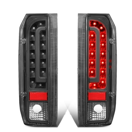 DNA Motoring For 90-97 Ford F150 F250 F350 Bronco LED Tail Light Rear Brake Lamp Pair Black Clear