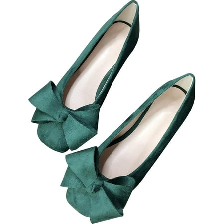 

Pfhytec LU Women s Comfort Shoes Cute Bow-Knot Ballet Flats Faux Suede Solid Loafers