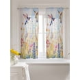 thumbnail image 3 of Spring Hummingbird Floral Curtains 45 Inch Length, Sheer Curtains for Bedroom Living Room Window Farmhouse Flower Botanical Rod Pocket Voile Drapes Kitchen Curtains Small Half Window 42"x45" 2 Panels, 3 of 6