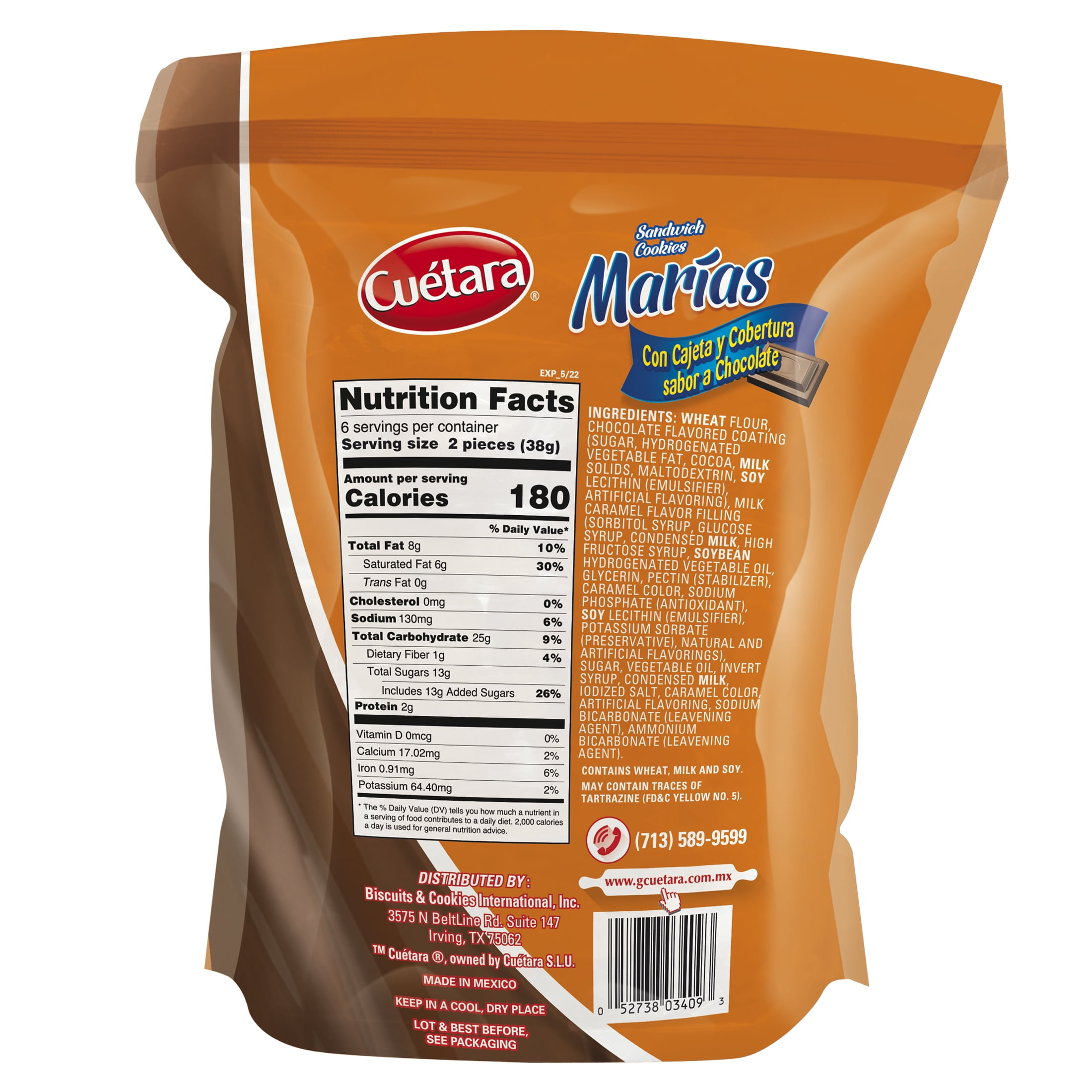 (4 pack) Cuétara Marías Sandwich Cookies Con Cajeta With Chocolate Cover 8.04 oz (228 g), 12 Packages Individually Wrapped