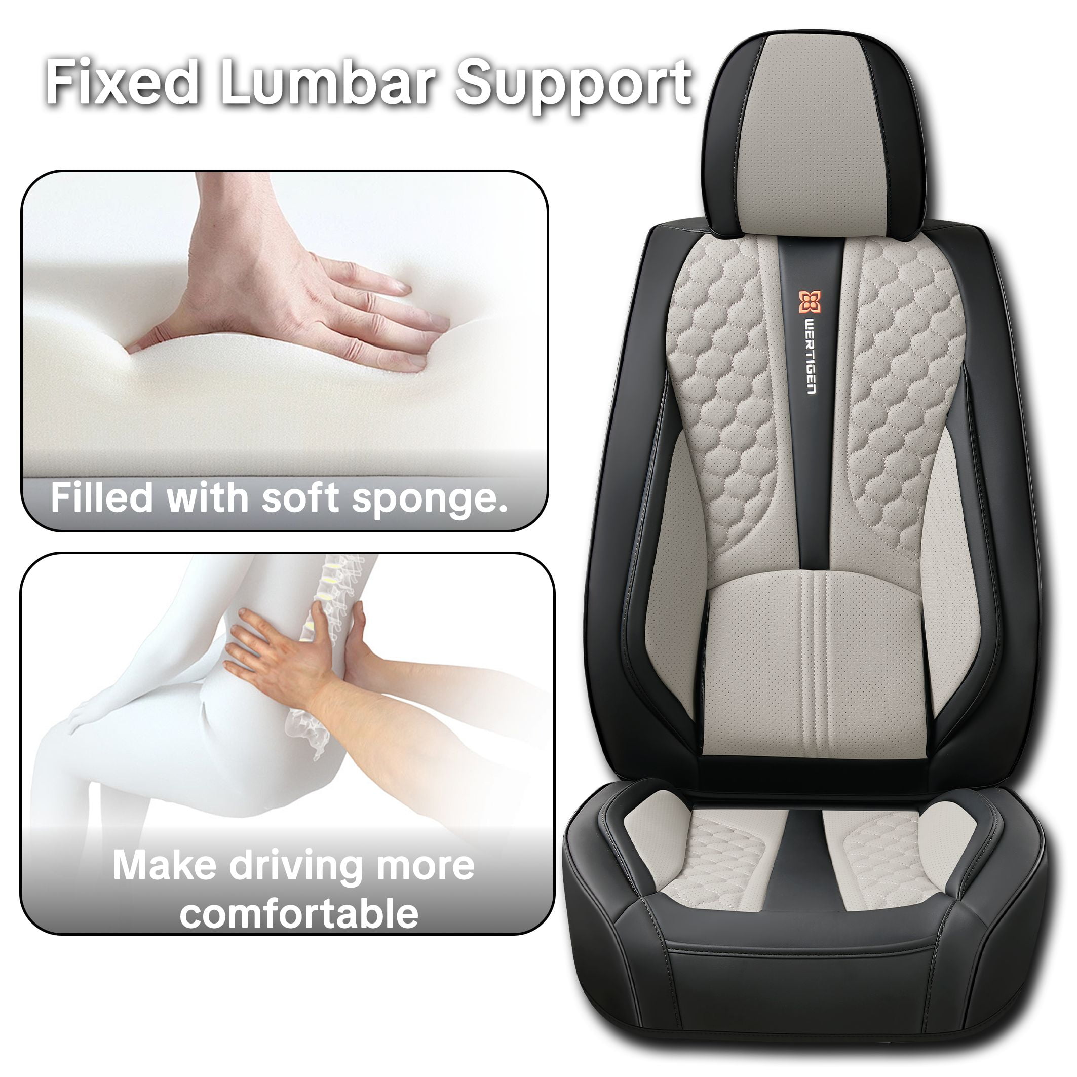 Car Seat Cover for Hyundai Tucson 2005-2026, Black and Gray Car Seat Covers, Premium Leather, 5 Piece Full Set, Waterproof, Anti-Slip, Suitable for All Seasons, Beautify the Interior of Old Cars