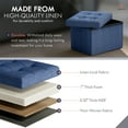 thumbnail image 3 of Ornavo Home 2 Pack Small Storage Ottoman Foldable Collapsible Rectangle Linen Ottoman Foot Rest Stool Seat, for Living Room, Bedroom, Home Office, Dorm - 12 x 16 x 12, Linen Navy Blue, 3 of 7