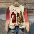 thumbnail image 2 of Taqqpue Retro Santa Sweatshirt for Women Vintage Christmas Fleece Linend Sweaters Pullovers Fall Winter Crewneck Oversized Long Sleeve Tops Ugly Christmas Sweater, 2 of 6