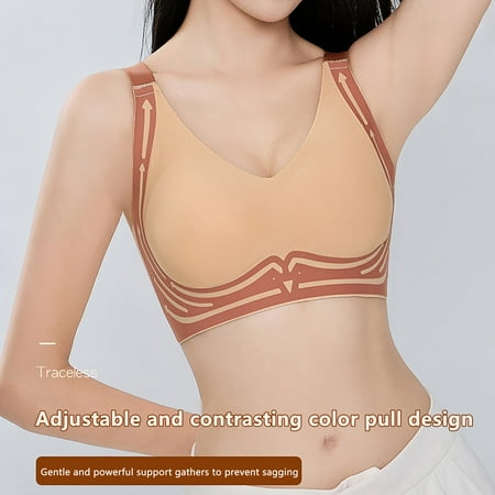 Super Gather Bra Soft Comfortable Gather Bra Wireless Up Bra Lift Bra Women Lingerie Everyday Sports Bras  Plus Size Full Coverage Support Bras  Seamless T-Shirt Bras with Smooth Underwire