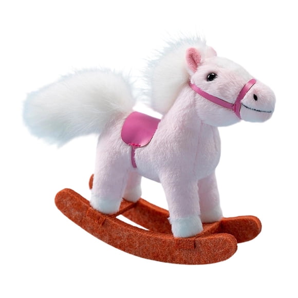 HILABEE Plush Rocking Horse Doll Cartoon Hugging Snuggling Realistic Pony Doll Decor pink