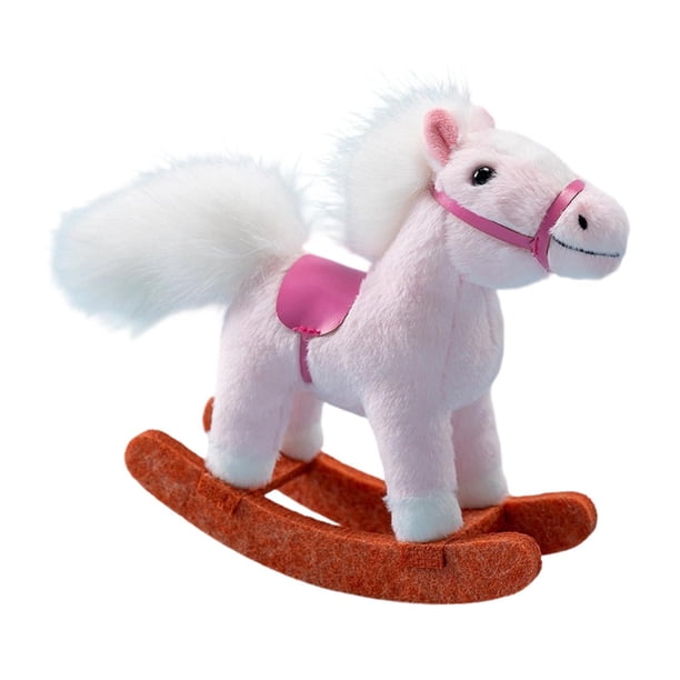 Caballo mecedor de peluche de 15 cm, juguete de granja, animal decorativo, adorable peluche. rosa