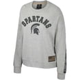thumbnail image 2 of Women's Colosseum Heather Gray Michigan State Spartans OHT Military Appreciation Flag Rank Dolman Pullover Sweatshirt, 2 of 4