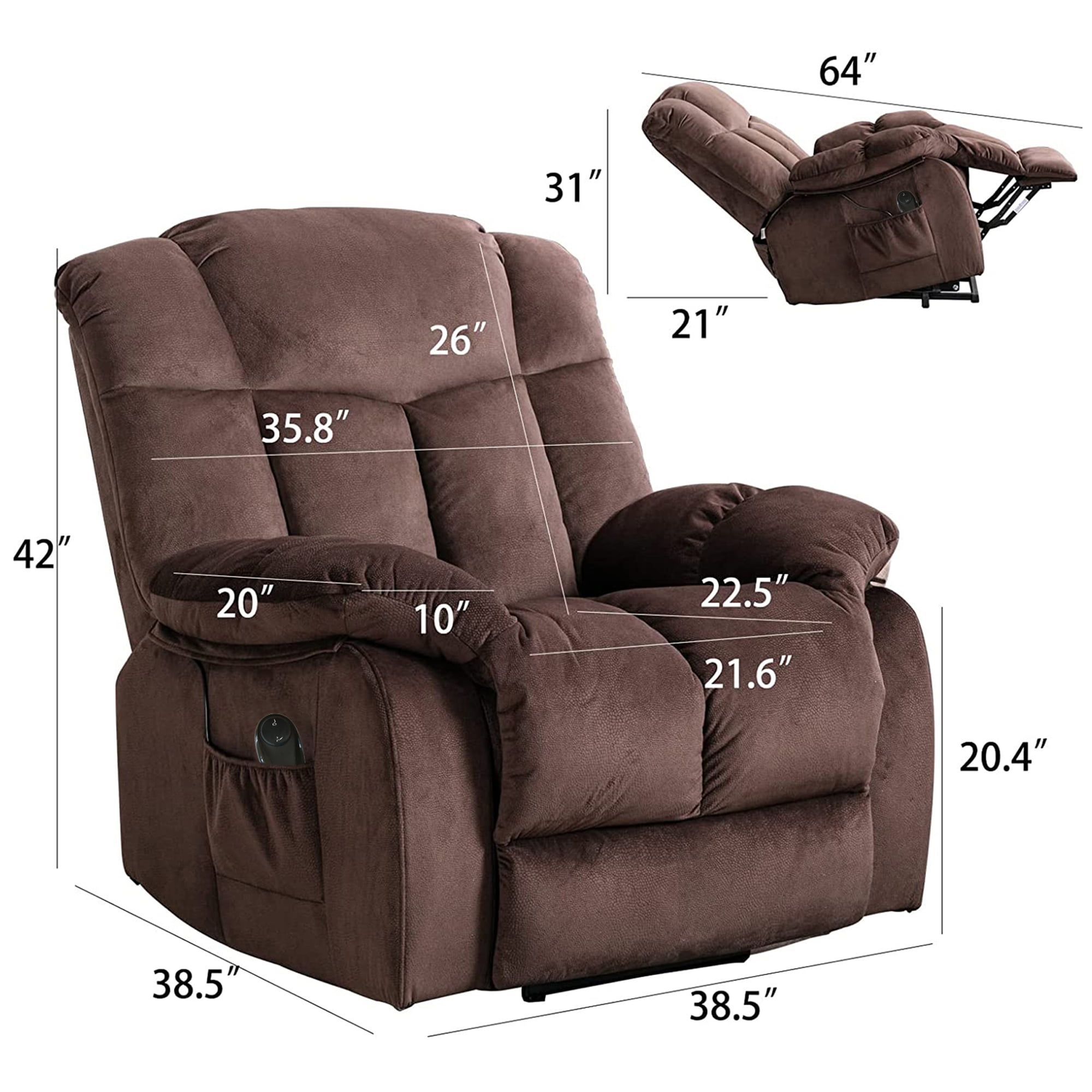 Large Power Lift Recliner Chair for Elderly, Overstuffed Wide Recliners for Adults, Heavy Duty Recliner Sofa and Safety Motion Reclining Mechanism,300lb Capacity,Coffee