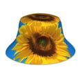 thumbnail image 3 of Daiia Blue Sky Sunflower Pattern Bucket Hat - Trendy Cotton Sun Hat for Beach, Golf, Fishing - Fun Outdoor Vacation Boonie for Men and Women, 3 of 9