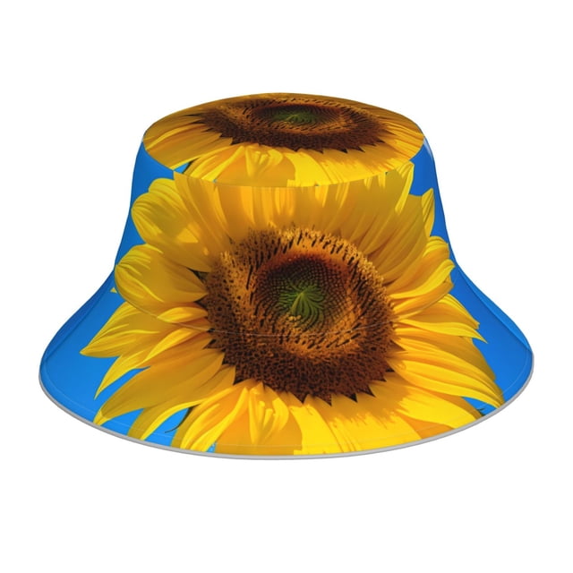 Balery Blue Sky Sunflower Sombreros para el sol para hombre y mujer, sombrero de pescador con UPF 50+