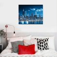 thumbnail image 4 of JEUXUS Modern Canvas Painting Chicago Skyline at Night Wall Art Cityscape Picture Print on Canvas Blue City Cool Building Giclee Artwork for Home LivingRoom Bedroom Decoration Framed 20x16in, 4 of 4