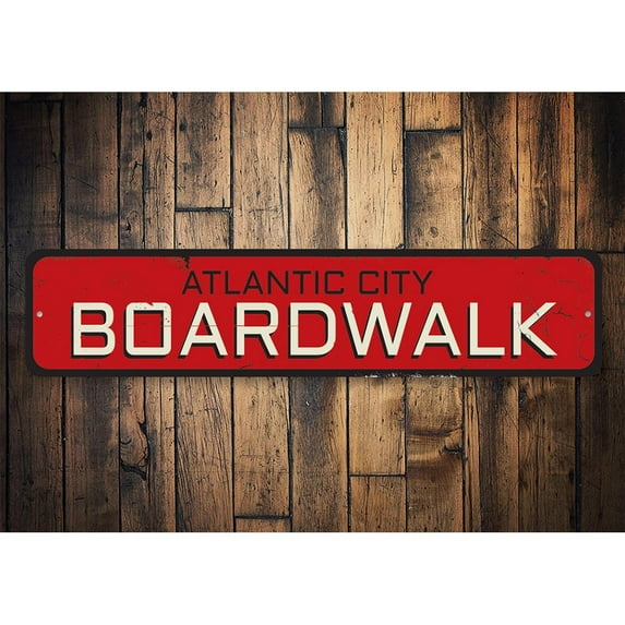 Boardwalk Location Novelty Sign, Metal Wall Decor - 4x18 inches