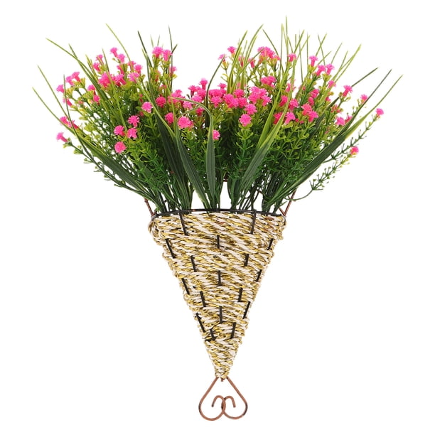 YSNOOWE Flor Artificial Colgante Rosa En Cesta Decorativa Para Pared Y Jardín Resistente A Exteriores