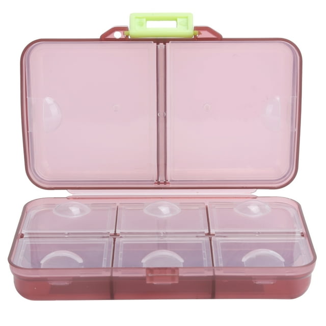 Pill Box Dispenser, 8 Compartments Food Grade PP Pill Case For Pocket Purse For Different Medicines Wine Red