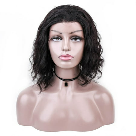 BEAUDIVA Brazilian Deep Wave Human Hair Wigs Natural Color 130% Lace Wigs With Full End Short Bob Wigs