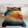 thumbnail image 2 of Manfei Gradient Tie Dye Bedding Comforter Set,Retro Batik Aesthetic Twin Comforter Sets,Teal Orange Gold Bedding Set For Teens,Luxury Bedroom Decor Reversible,2pcs, 2 of 8