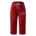 thumbnail image 4 of Independence Day Capri Pants for Women Summer Casual Elastic Waist Split Hem Straight Leg Cropped Sweatpants with Pockets, 4 of 4