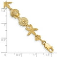 thumbnail image 2 of 14k Yellow Gold Textured Polished Seashore Theme Bracelet 7.5 Inch Lobster Claw 10mm Wide Link Bracelet for Women, 2 of 2