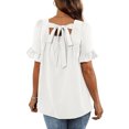 thumbnail image 4 of Blusas y blusas para mujer Elegantes camisas de verano con mangas con volantes y cuello cuadrado Blusas con lazo en la espalda OAVQHLG3B Store lin121212, 4 of 5