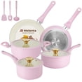 thumbnail image 1 of Juego de utensilios de cocina M MELENTA, cerámica antiadherente, color rosa, 11 piezas, 1 of 7