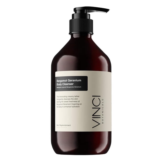 Limpiador corporal Vinci Botanicals Bergamota Geranio | Gel de baño aromático para hidratar y equilibrar la piel | Alternativa al jabón normal | Aroma fresco y dulce | Crueldad vegana y sin parabenos