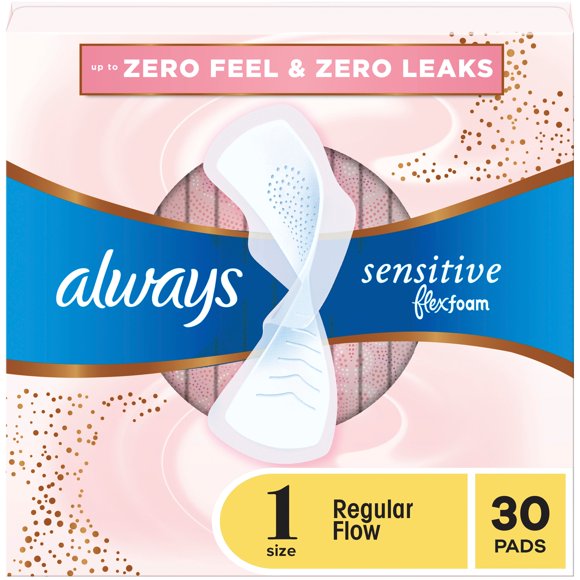 Always Sensitive with FlexFoam Pads, Size 1, Regular, with Wings, Unscented