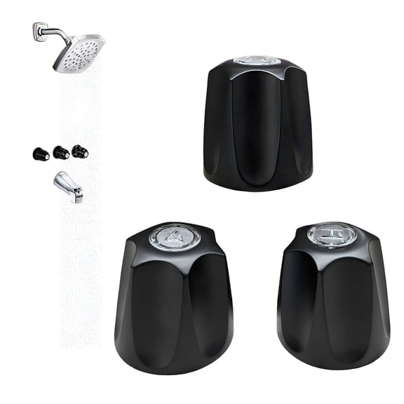 HIBIBUD 3 Piece Shower Knob Replacement Compatible with Bathtub Shower Mixer Tap Handle Conversion Kit Includes 1 x Hot 1 x Cold 1 x Diverter and 3 Screws