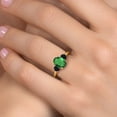 thumbnail image 4 of Gem Stone King 18K Yellow Gold Plated Silver Green Nano Emerald and Black Onyx Engagement Ring for Women | 1.94 Cttw | Oval 9X7MM | Gemstone May Birthstone | Size 5, 4 of 6