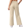 thumbnail image 4 of Womens Barrel Sweatpants Wide Leg Straight Plus Size Drawstring High Waist Loose Workout Athletic Joggers Pants Khaki, 4 of 6