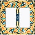 thumbnail image 6 of Metal Light Switch Plate Cover Blue Orange Star Mandala Tile Pattern TIL042, 6 of 13