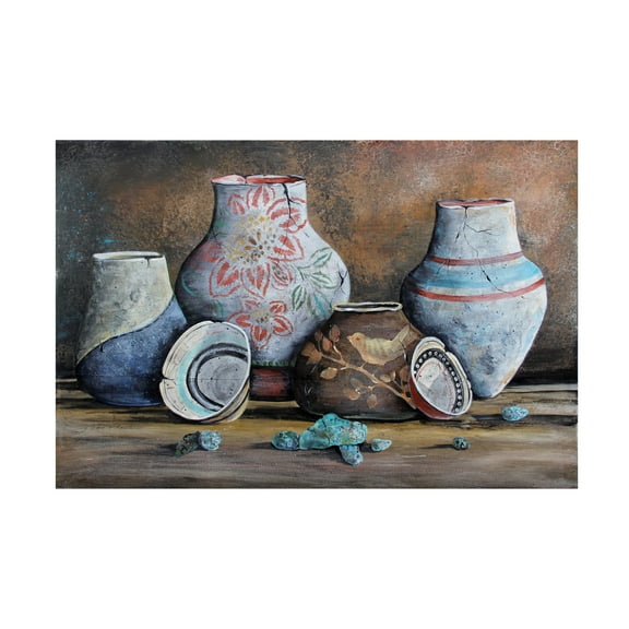 Trademark Fine Art Jean Plout Clay Pottery Still Life 3 Canvas Wall Art - 12x19