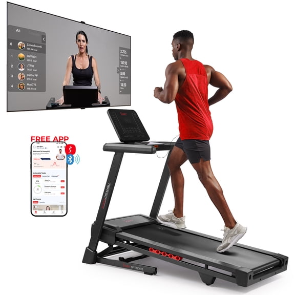 Sunny Health & Fitness Treadmill Elite Smart Auto Incline 20” Deck Treadmill with 300 LB Weight Capacity w Bluetooth & Free SunnyFit® App Membership - SF-T723016