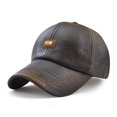 thumbnail image 1 of Baseball Cap leather Adjustable Classic Referee Snapback Dad Hat （Brown), 1 of 3